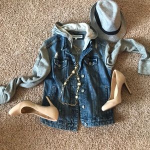Express women’s denim, hooded jacket.